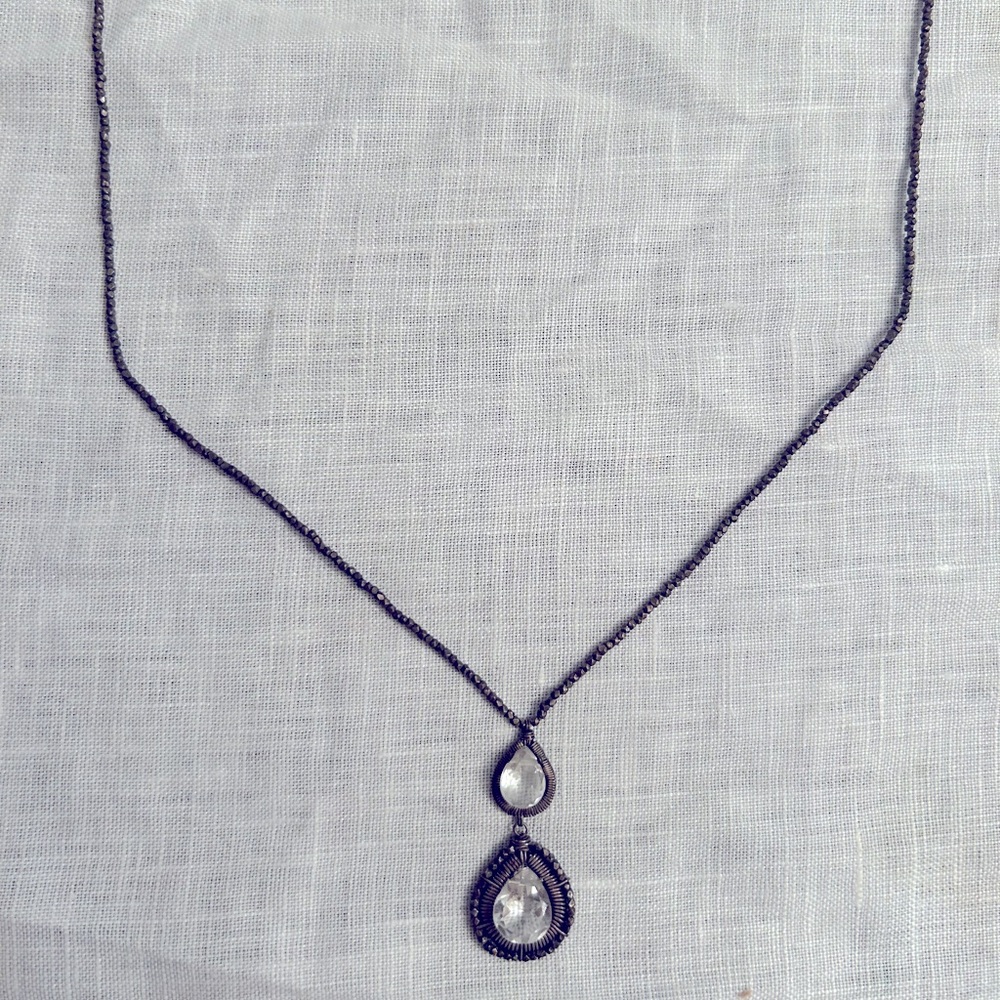 Vintage genuine silver beaded necklace with pendant